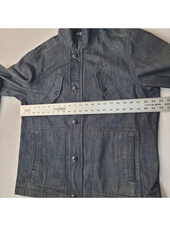 Converse One Star Men's Hooded Full Zip Button Black Denim Jacket Size L - Picture 8 of 14